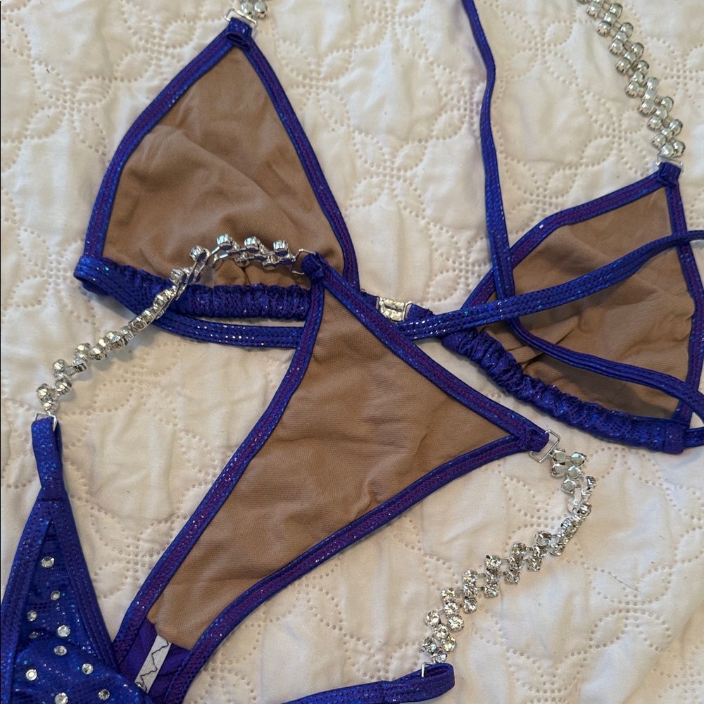 Blue Rhinestone Competition Bikini Set - Picture 7 of 7